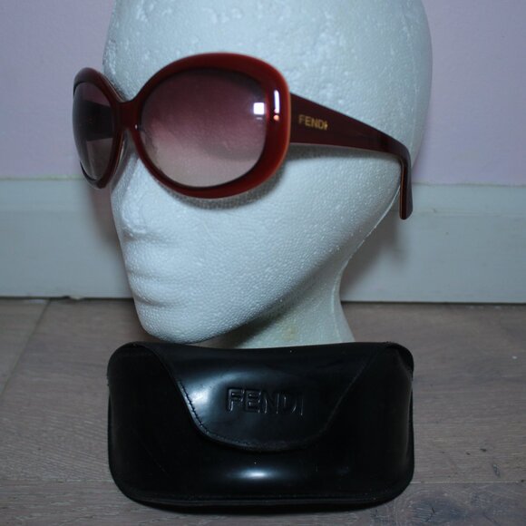 Fendi FS348 Oversized Red Wrap Acetate Sunglasses